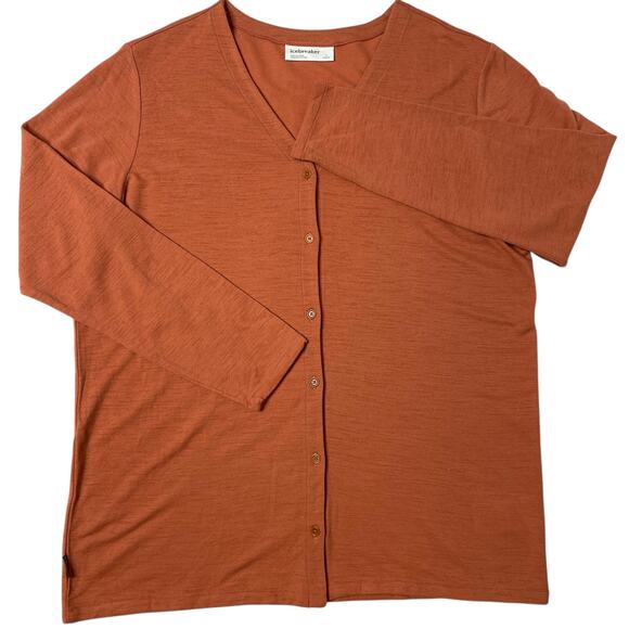Icebreaker Merino Pankow Cardigan Sweater size Large New Clay button down front - Picture 5 of 12